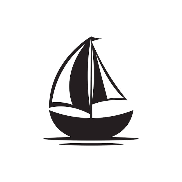 Sailboat boat on sea ocean wave with logo design