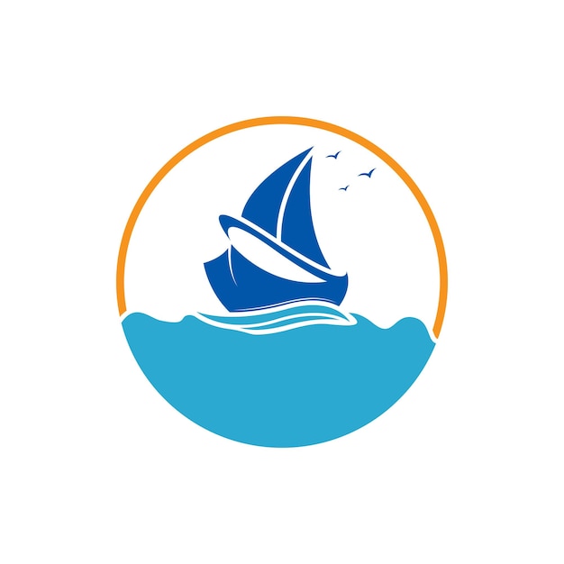 Premium Vector | Sailboat boat on sea ocean wave with logo design