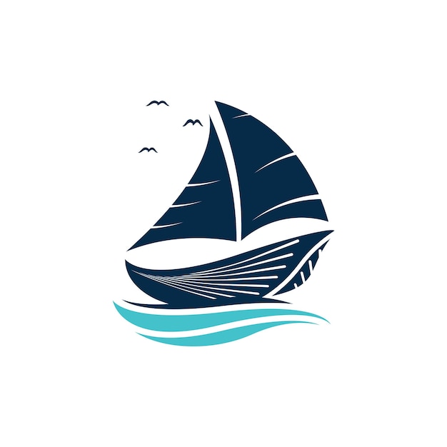 Парусник на морской океанской волне с дизайном логотипа