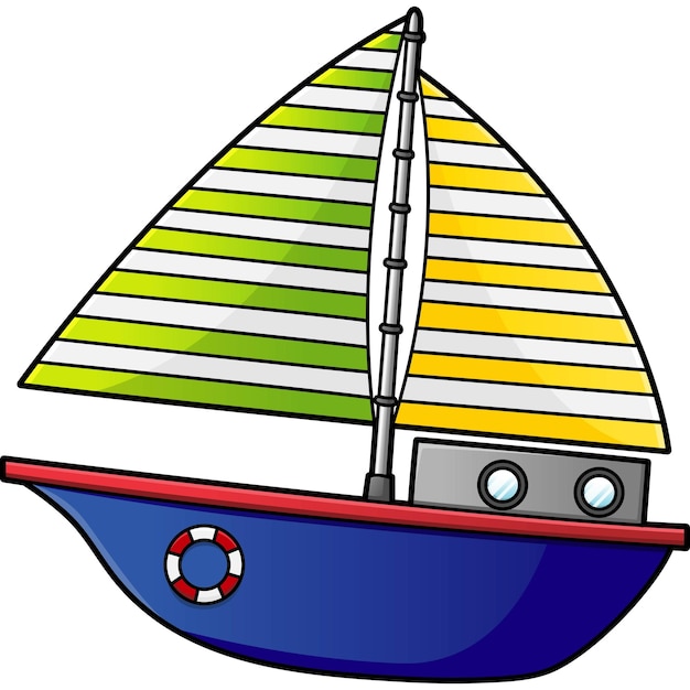 Illustrazione colorata di clipart del fumetto della barca a vela