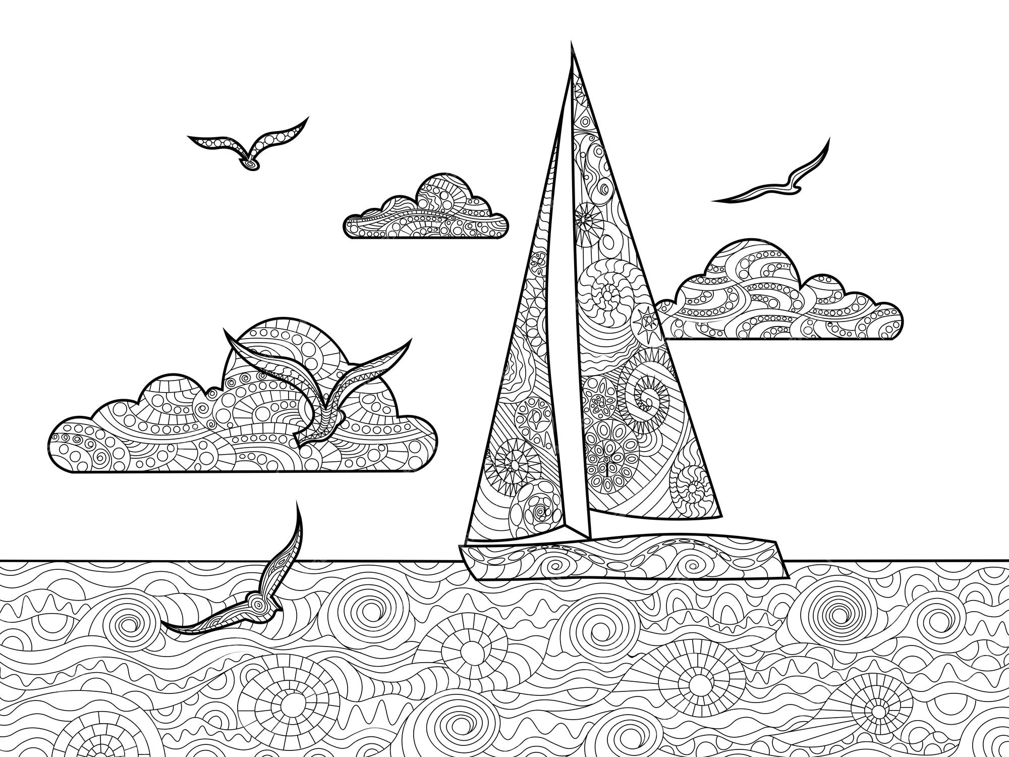 sailboat adult coloring book