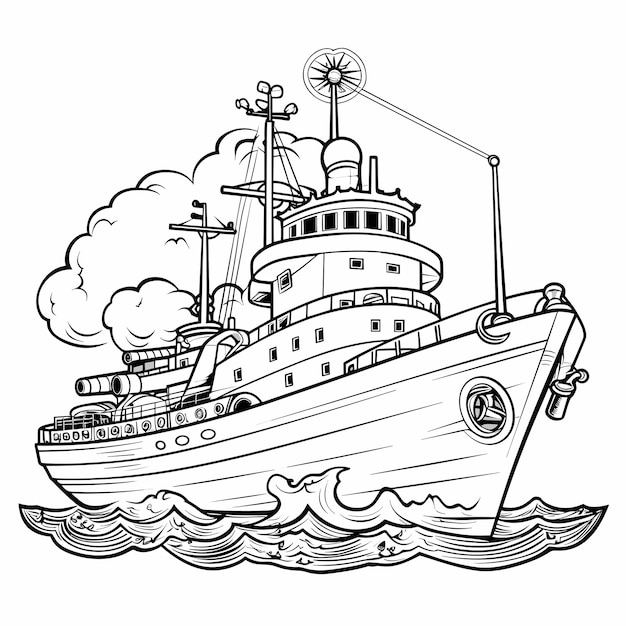 Vector sailboat coloring page black and white vector illustration
