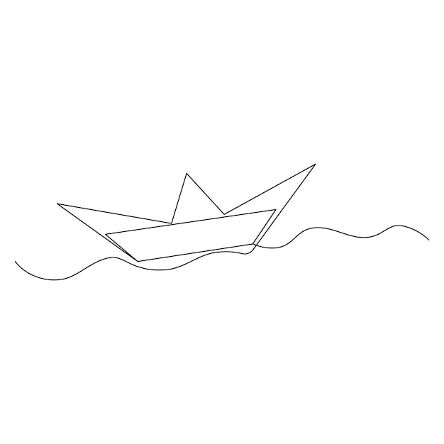 Vector sailboat continuous one line drawing outline vector illustration