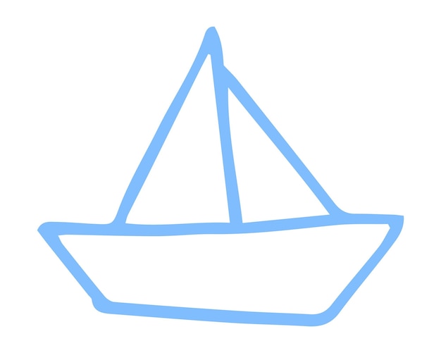 Вектор Парусная лодка, нарисованная рукой чернильной кистью векторная иллюстрация, выделенная на белом фоне