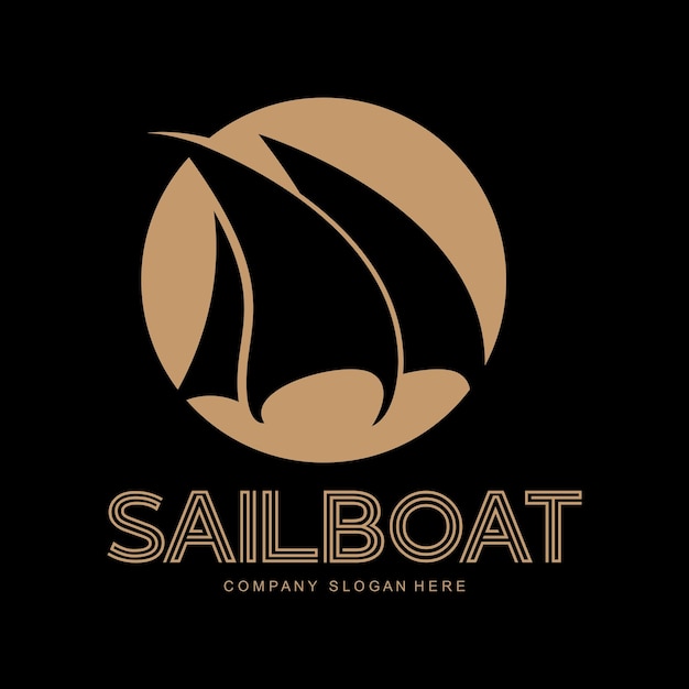 Sailboat Logo Design Fishing Boat Illustration Company Brand Vector Icon