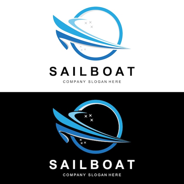 Sailboat Logo Design Fishing Boat Illustration Fishing Boat Company Brand Vector Icon Boat Shop Design Fish Shop Transportation