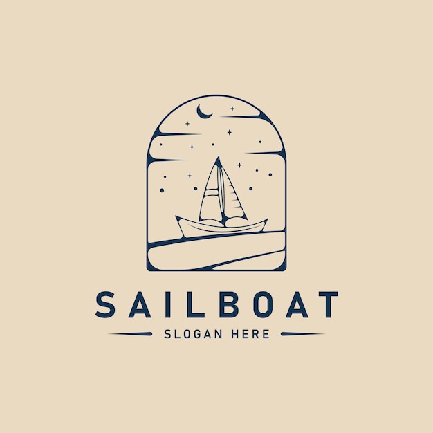 sailboat logo design template with emblem vector illustration design