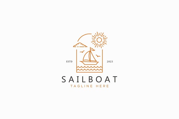 Sailboat Logo Summer Holiday Sport Recreation Ocean Beach Sea Business Adventure