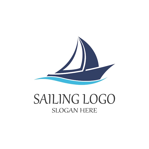 Sailboat or sailing boat logo with waves of waves Using the logo icon design concept vector illustration template