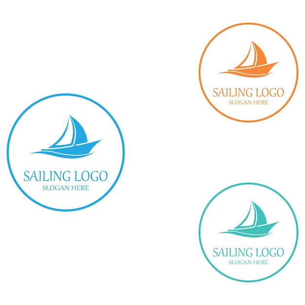 Sailboat or sailing boat logo with waves of waves using the logo icon design concept vector illustration template