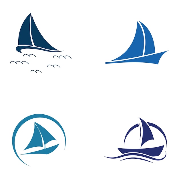 Sailboat or sailing boat logo with waves of waves Using the logo icon design concept vector illustration template