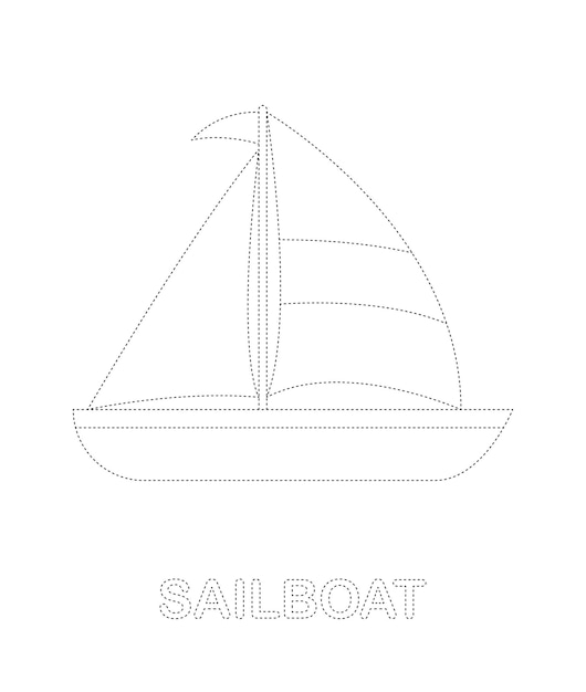 Sailboat tracing worksheet for kids