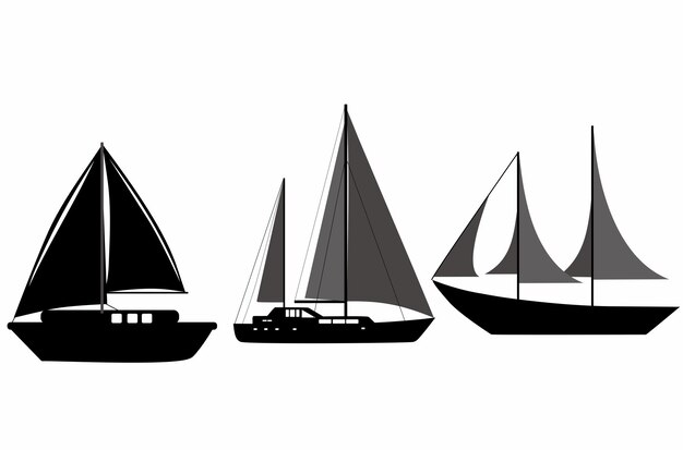 Vector sailboat vector silhouette logo icon