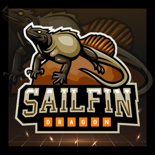 Design del logo esport della mascotte del drago sailfin