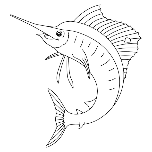 Sailfish Coloring Page Isolated for Kids