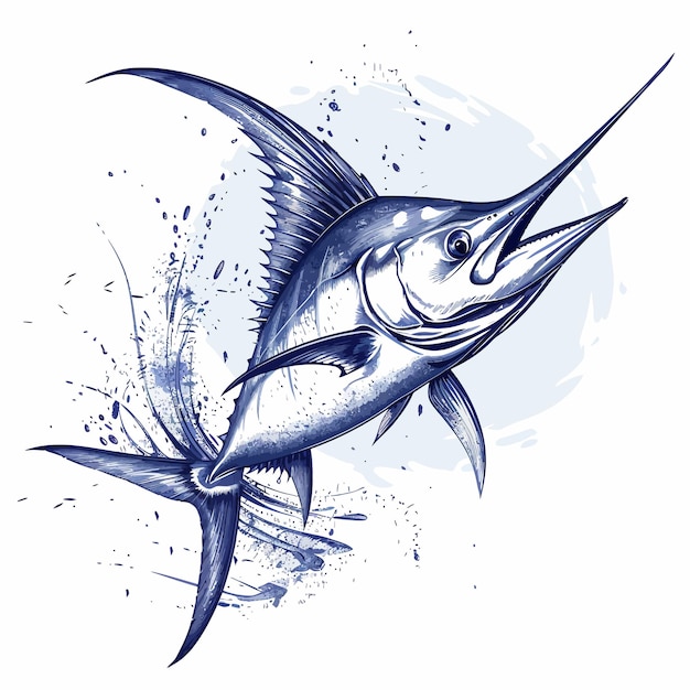 Vector sailfish_jumping_retro_style_vector_illustratie