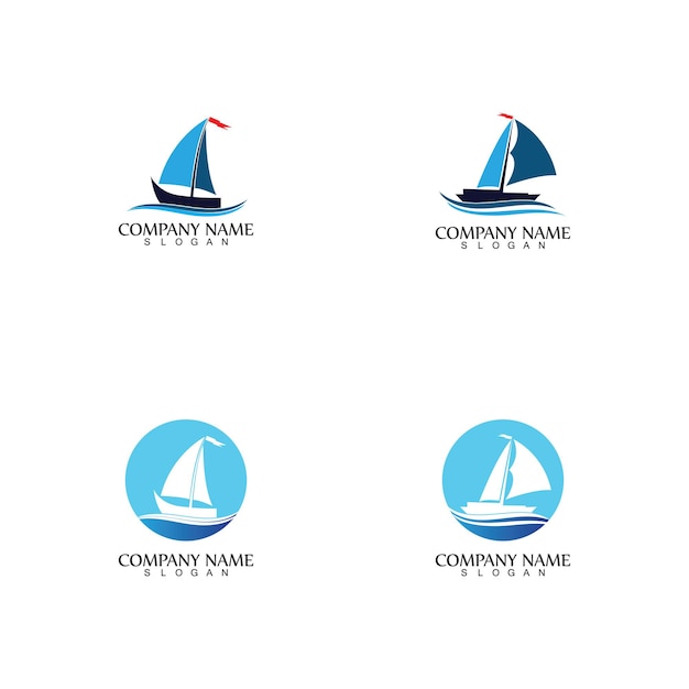 Barca a vela, crociere giornaliere, viaggi in mare, icona del logo vettoriale