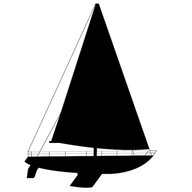 Vector sailing boat floating vector illustration