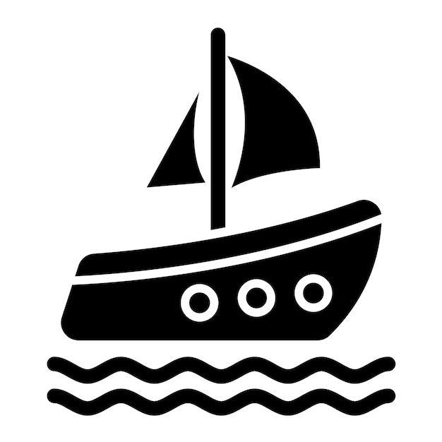 Sailing Boat Glyph Solid Black Illustration