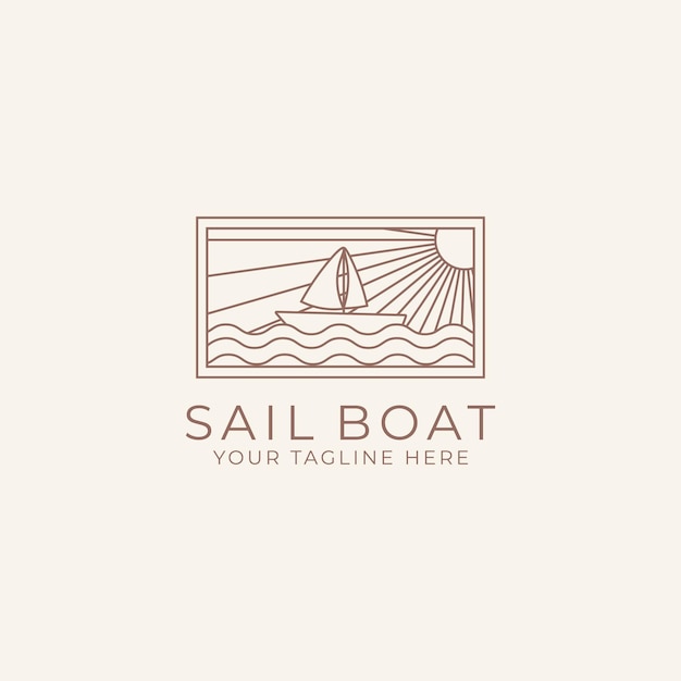 Ispirazione per il design della linea del logo della barca a vela