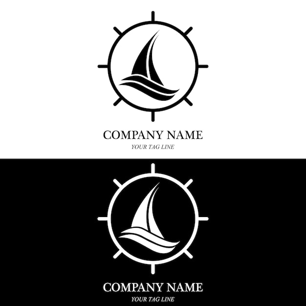 Логотип парусной лодки и вектор символов