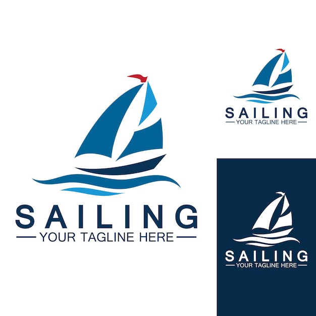 Sailing boat logo template vector