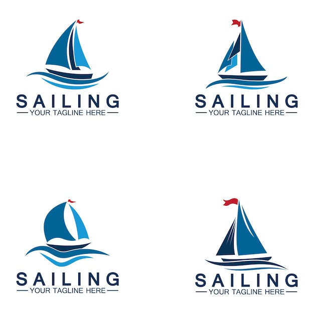 Вектор шаблона логотипа парусной лодки