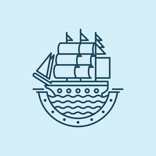 Sailing boat monoline logo