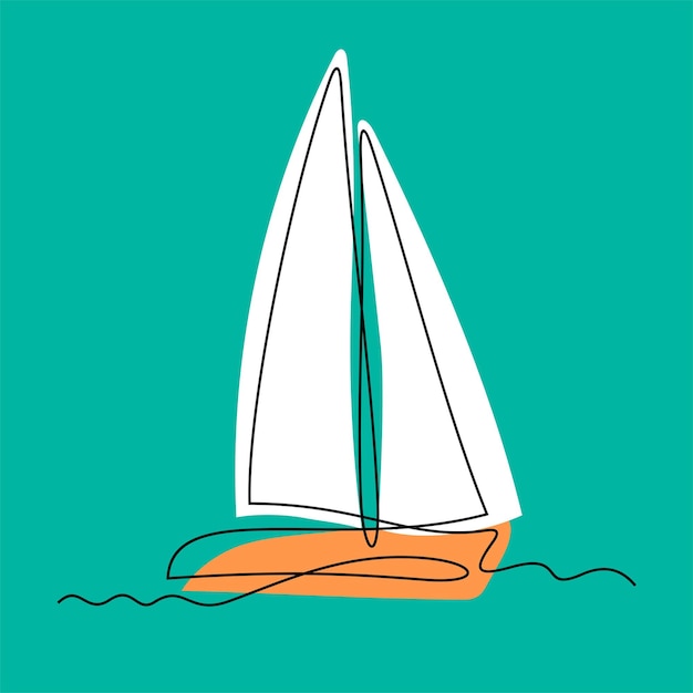 帆船の一行のカラフルなベクトルイラスト