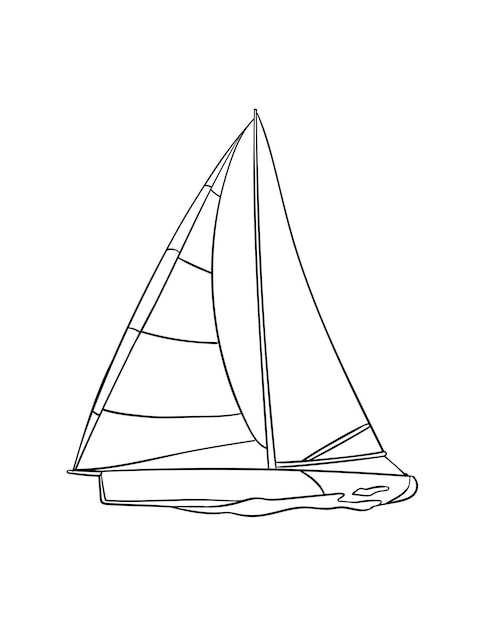 Vector sailing isolated coloring page for kids