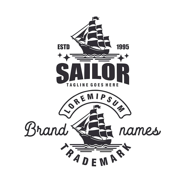 sailing nautical vintage badge logo vector graphic illustration