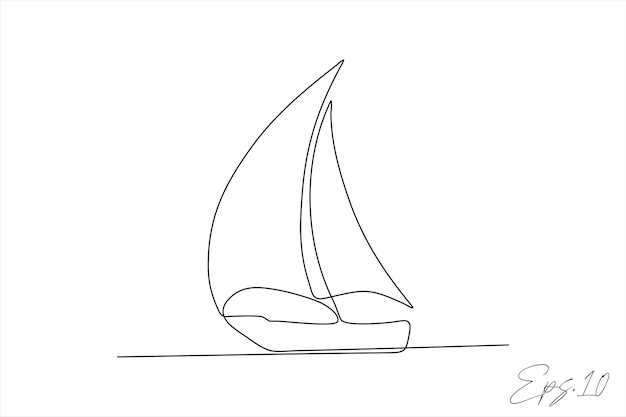 sailing ship continuous line vector illustration