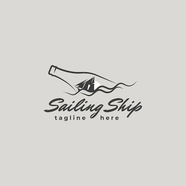 Sailing ship inside bottle logo vintage vector illustration template icon graphic design