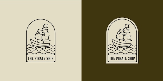 Sailing ship logo vector illustration Ship or Boat modern line art logo design