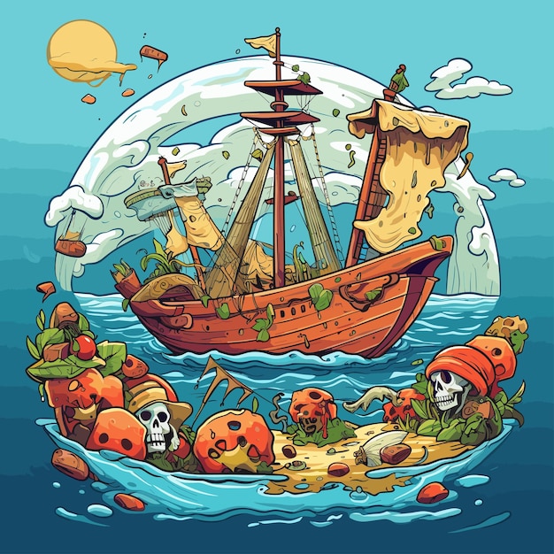 Vector sailing the silly seas cartoon sailboat vector art showcase