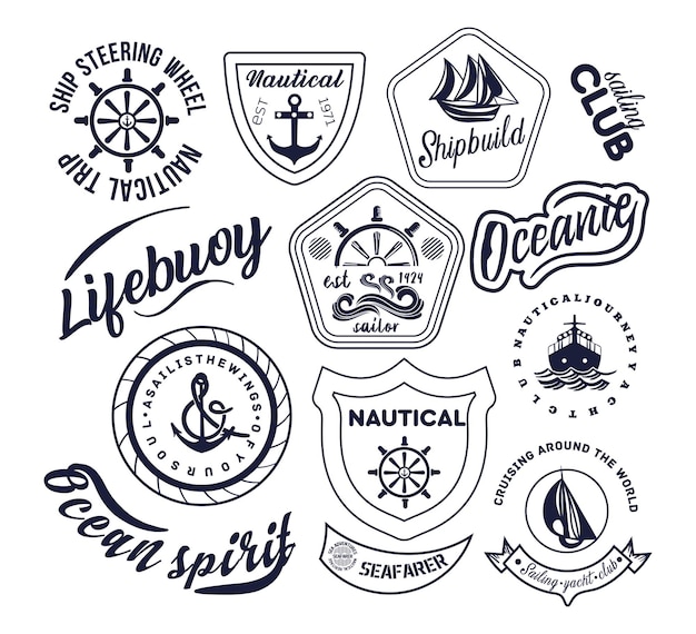 Sailing stickers minimalistic set