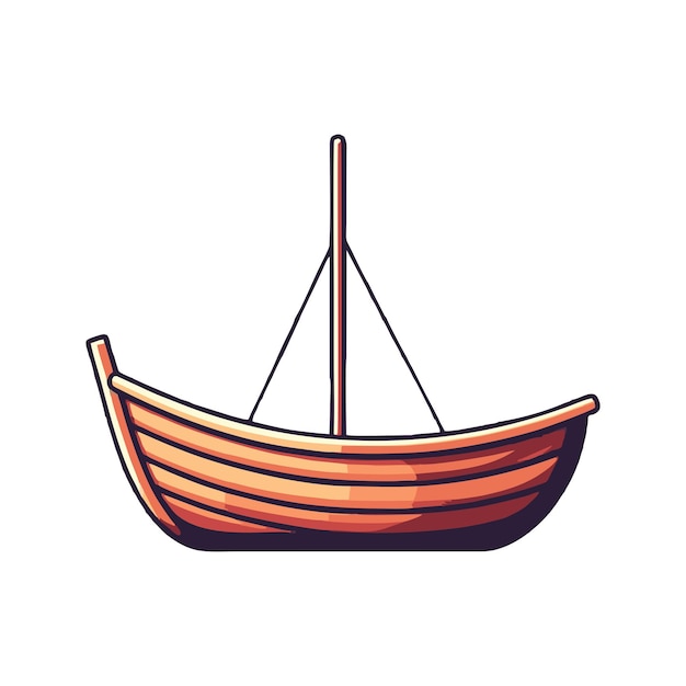 sailing wooden boat flat vector design