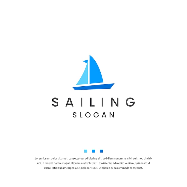 Шаблон логотипа парусной яхты с плоским вектором