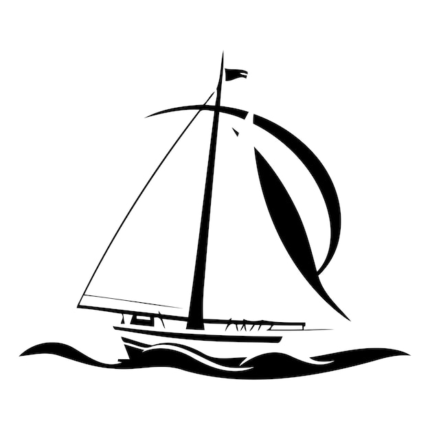 Vector sailing yacht vector illustration in flat style on white background