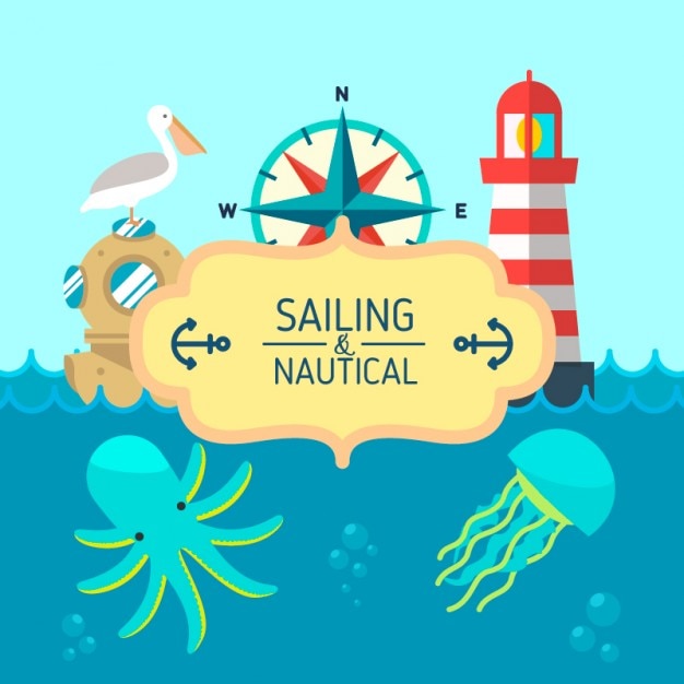 Vector sailor background with animals