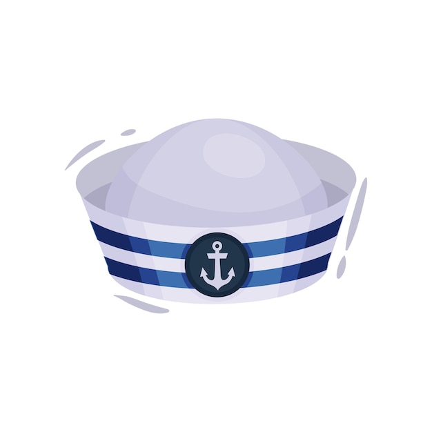 Sailor cap on white background Professional hat concept Profession headdress Uniform for worker Vector flat illustration