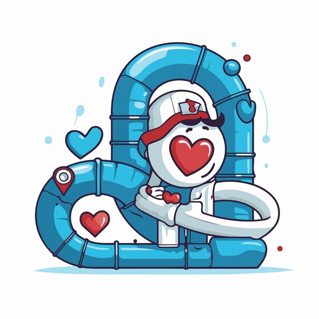 Вектор Моряк на спасательном буе с сердцем векторная иллюстрация