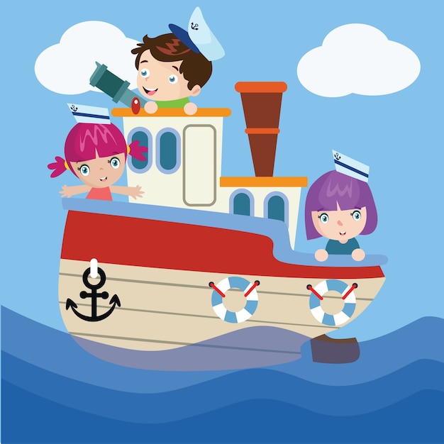 Sailor kids cartoon illustration