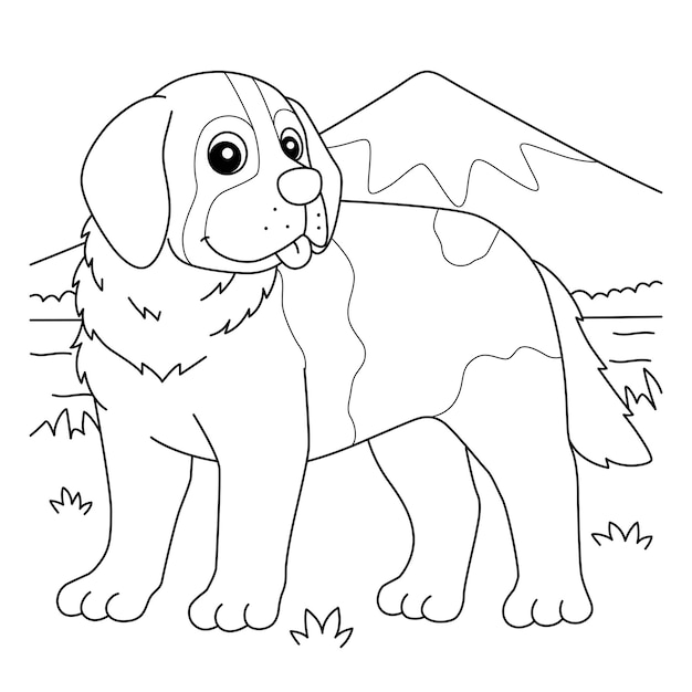 Saint Bernard Dog Coloring Page for Kids