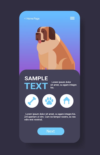 saint bernard icon cute dog furry human friend pet website or online shop cartoon animal smartphone screen mobile app  vertical