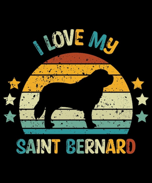 Saint Bernard silhouet vintage en retro tshirt ontwerp