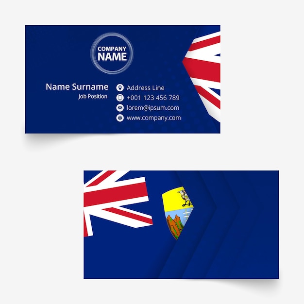 Шаблон визитной карточки с флагом Святой Елены стандартный размер 90x50 мм