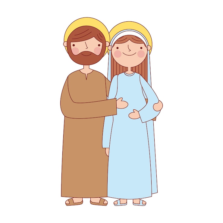 Vector 성 요셉과 성모 마리아 만화