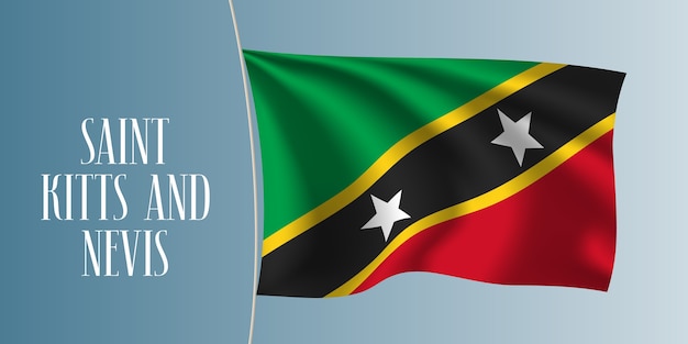 Saint Kitts and Nevis waving flag illustration