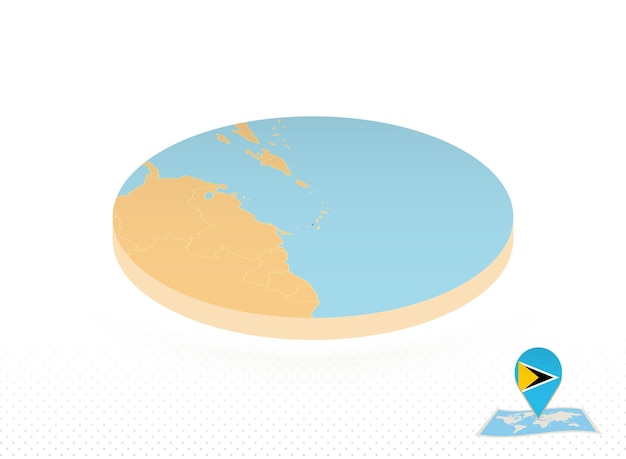 Saint lucia map designed in isometric style orange circle map